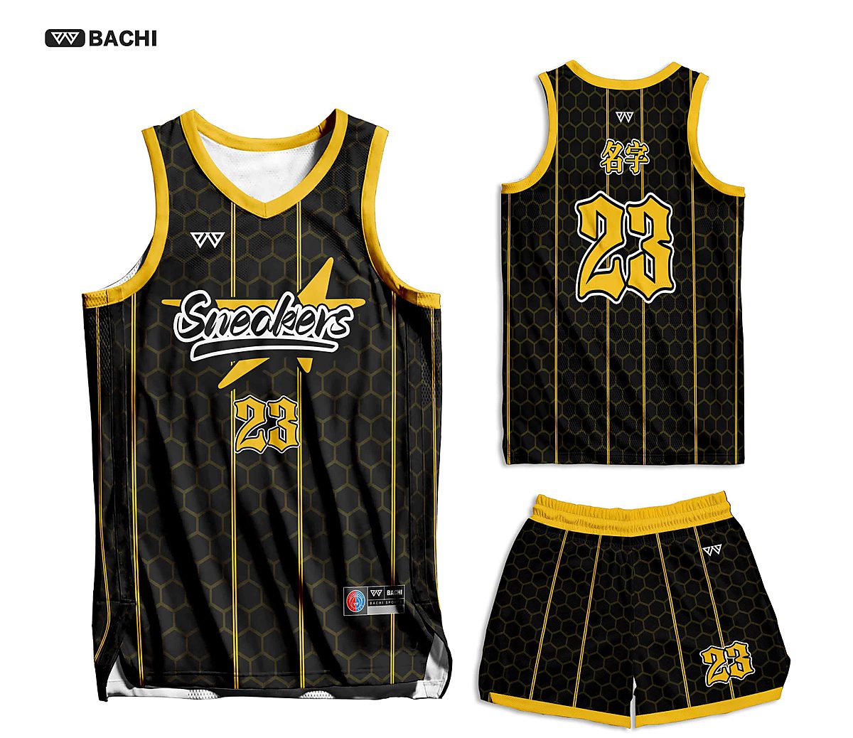 GD6064 custom basketball reference style in black — made to order by BACHI SPORTS