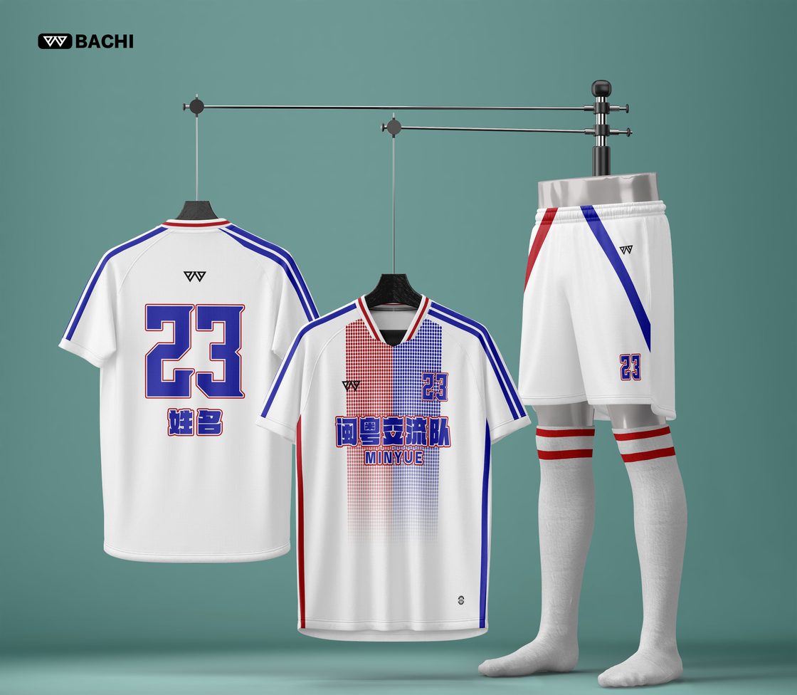 GD6775 custom soccer reference style in white — made to order by BACHI SPORTS
