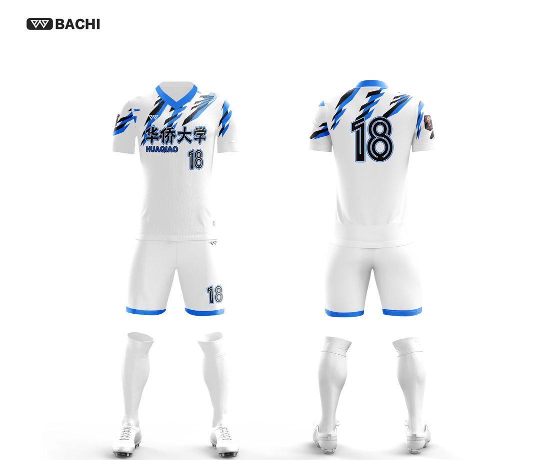 GD6784 custom soccer reference style in white — made to order by BACHI SPORTS