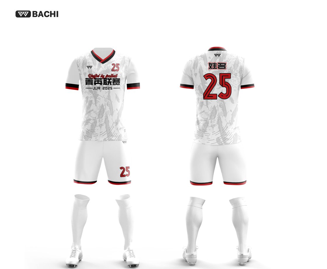 GD6786 custom soccer reference style in white — made to order by BACHI SPORTS