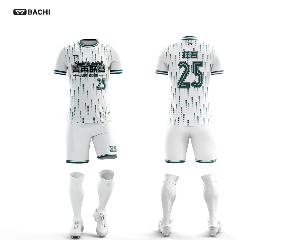 GD6789 custom soccer reference style in white — made to order by BACHI SPORTS